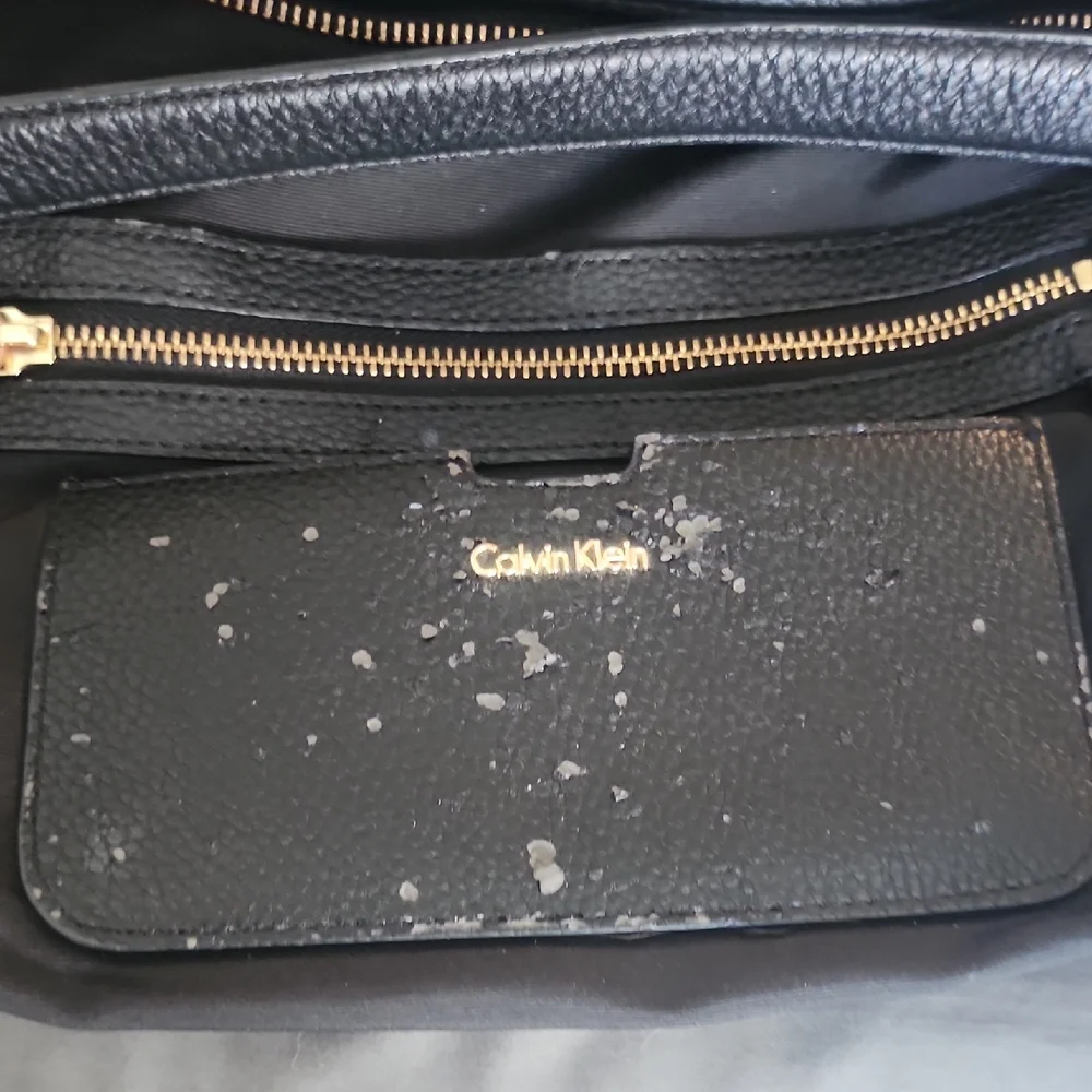 Calvin Klein Black Hobo Bag with Silver Hardware
